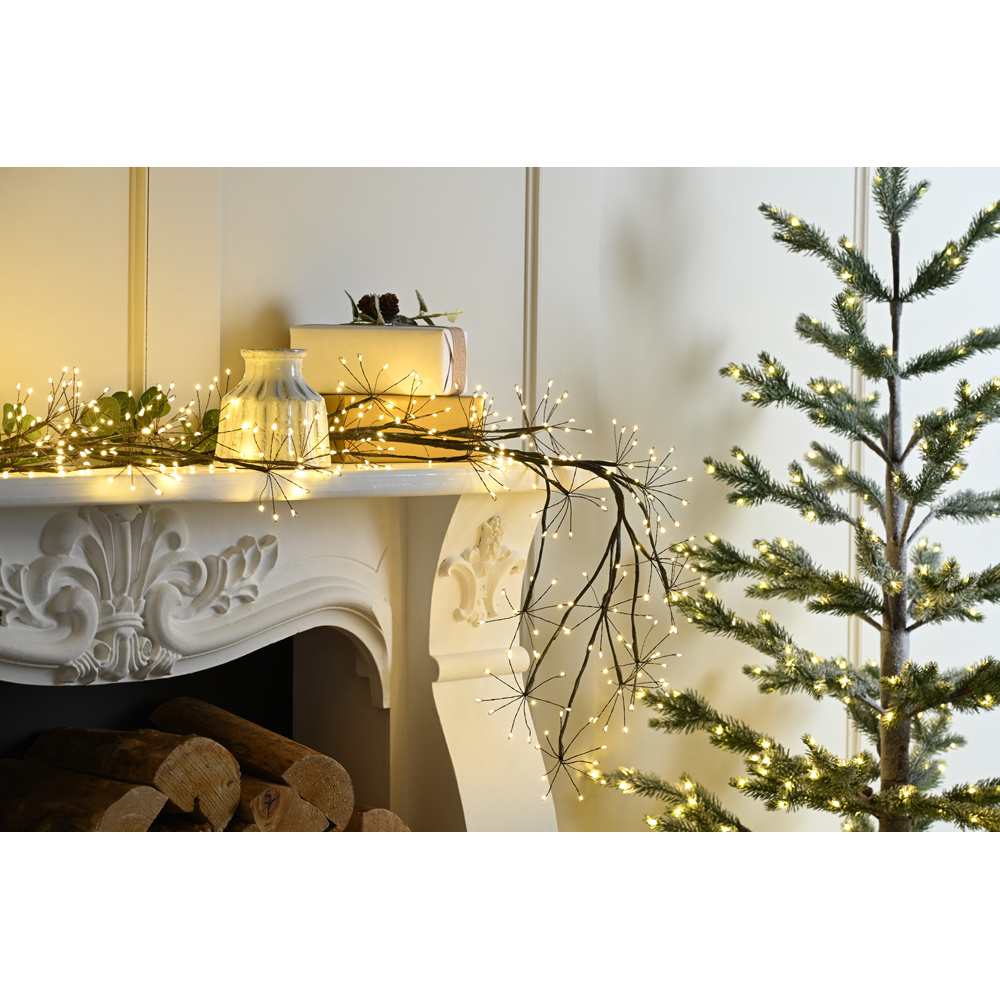 Festive Warm White LED Microdot Black Branch Christmas Garland 150cm Image 2