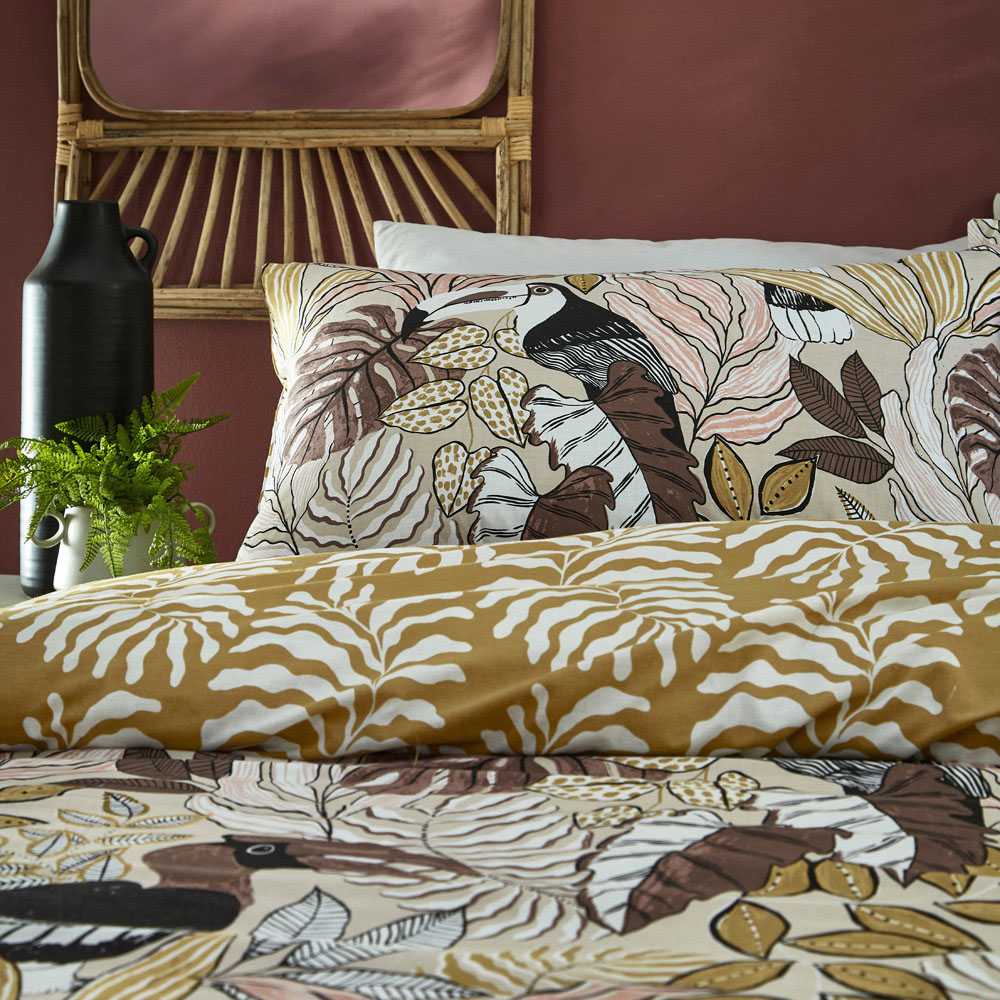 furn. Tocorica Double Cream Exotic Jungle Reversible Duvet Cover Set Image 2