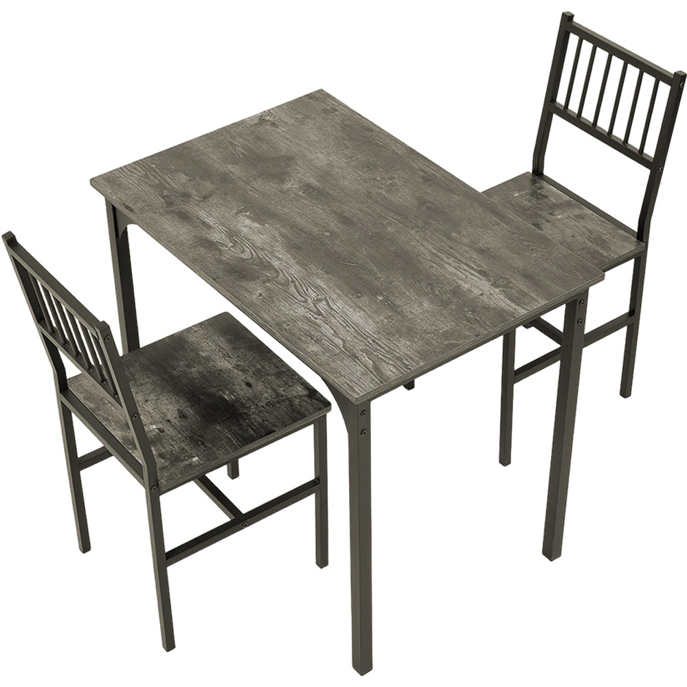 Living and Home 2 Seater Industrial-Style Dining Table Set Grey Image 2