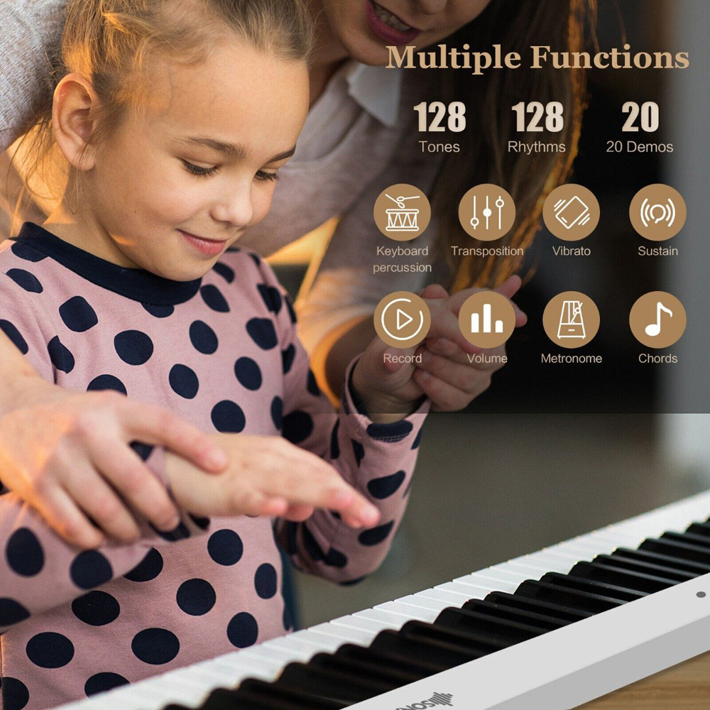 Costway MU10079GB White 88 Key Foldable Digital Keyboard Piano with MIDI Image 3