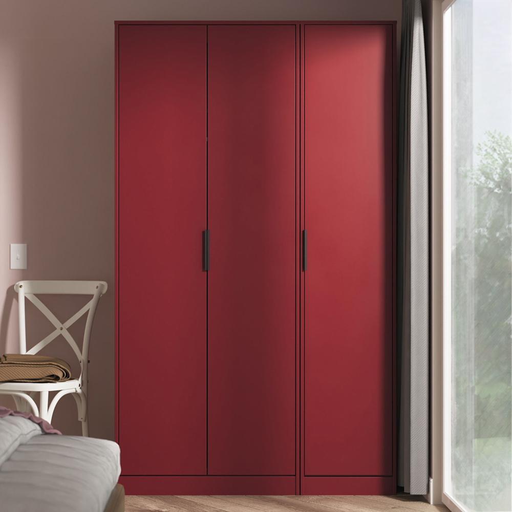 Crowndale Hong Kong 3 Door Red Matt Tall Wardrobe Ready Assembled Image 1