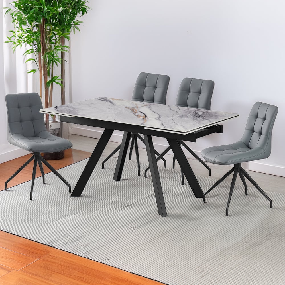 Elora Marble Dining Table - Grey and Black Image 1
