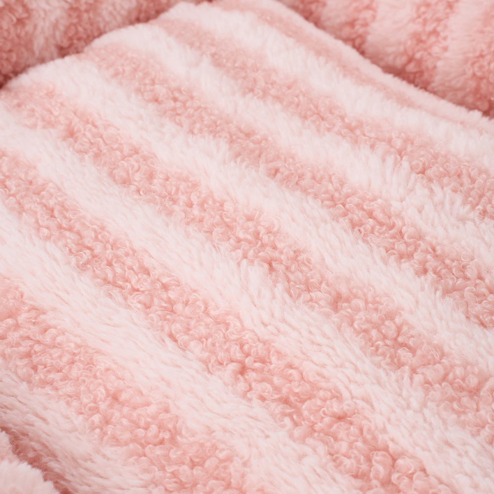 H&O Direct 62cm Pink Soft Warm Stripe Pet Sofa Bed Image 5