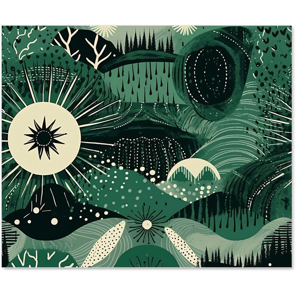 Warren Reed Designer Green Abstract Moon Glass Kitchen Splashback 75 x 90cm Image 2