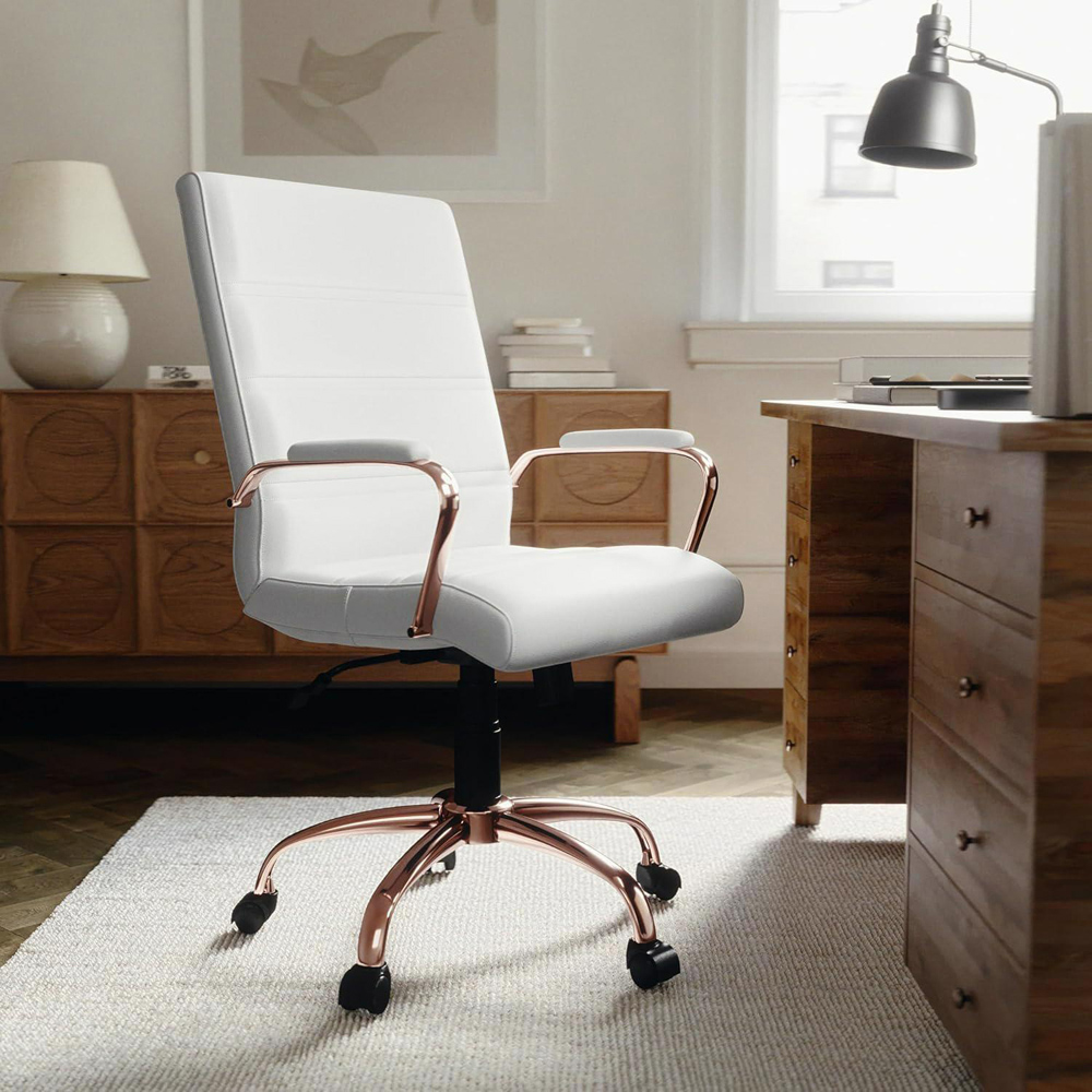 FWStyle White and Rose Gold Designer Office Chair Image 3