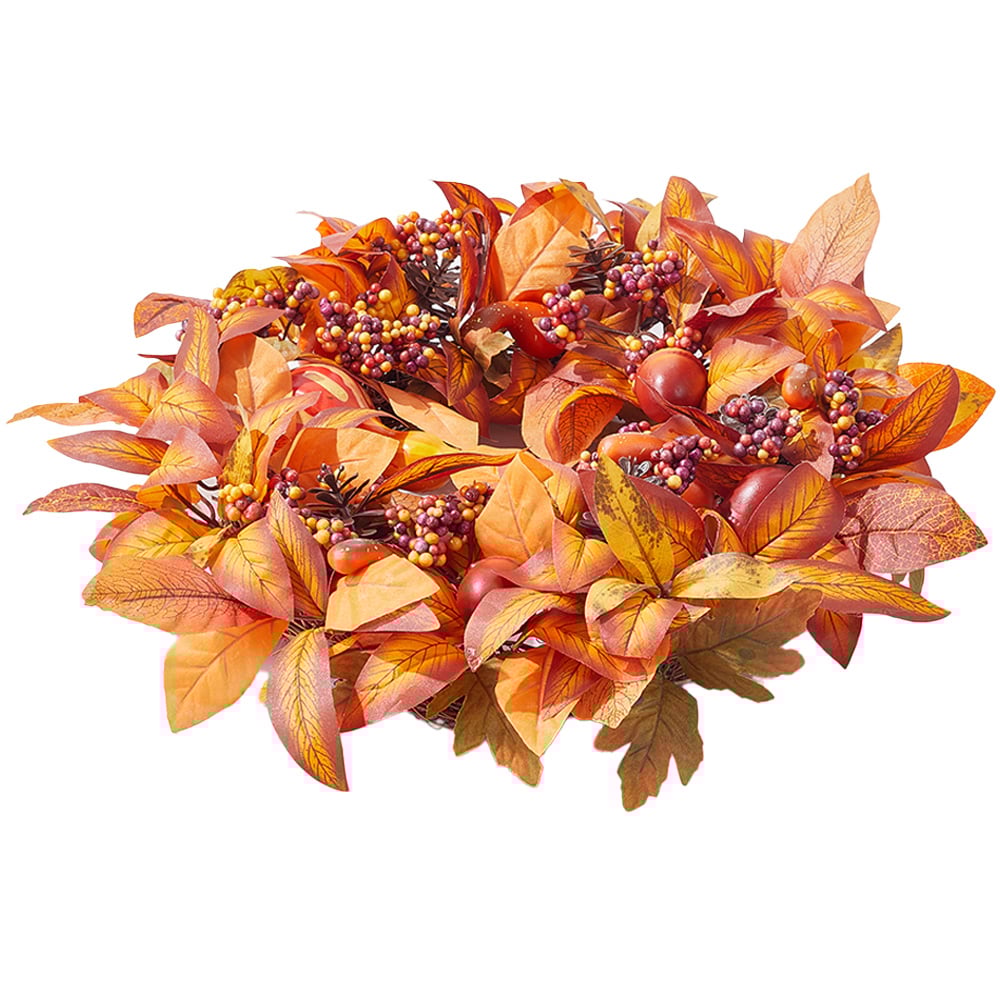 Living and Home Halloween Artificial Maple Leaf and Berry Wreath 50cm Image 1