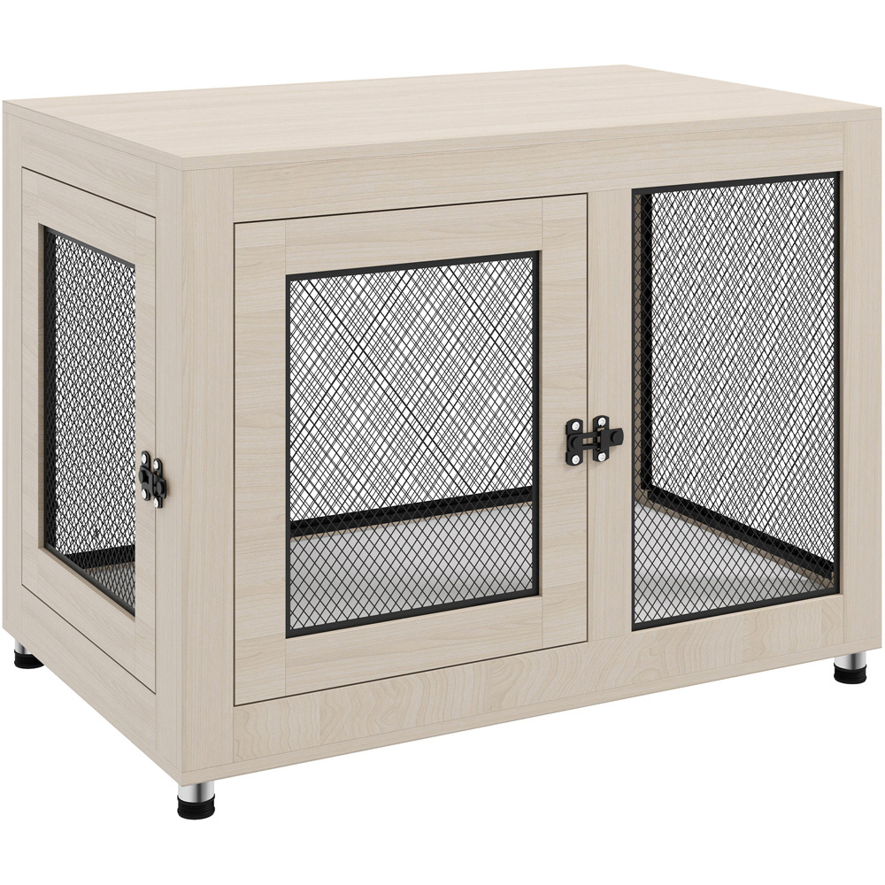 PawHut Cream Lage Dog Pet Crate Side Table with Cushion Image 1