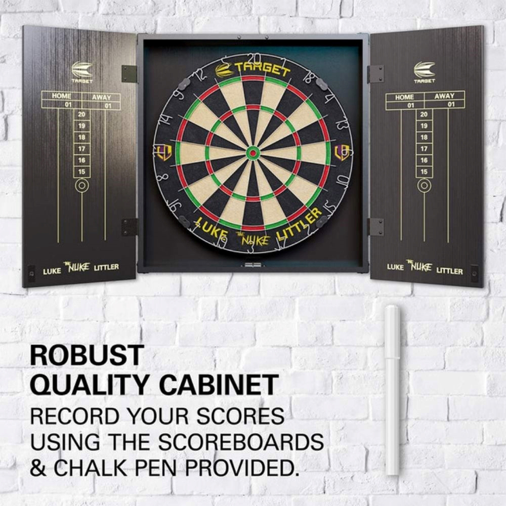 Red5 Target Luke Littler Dartboard and Cabinet Set with Darts Image 2
