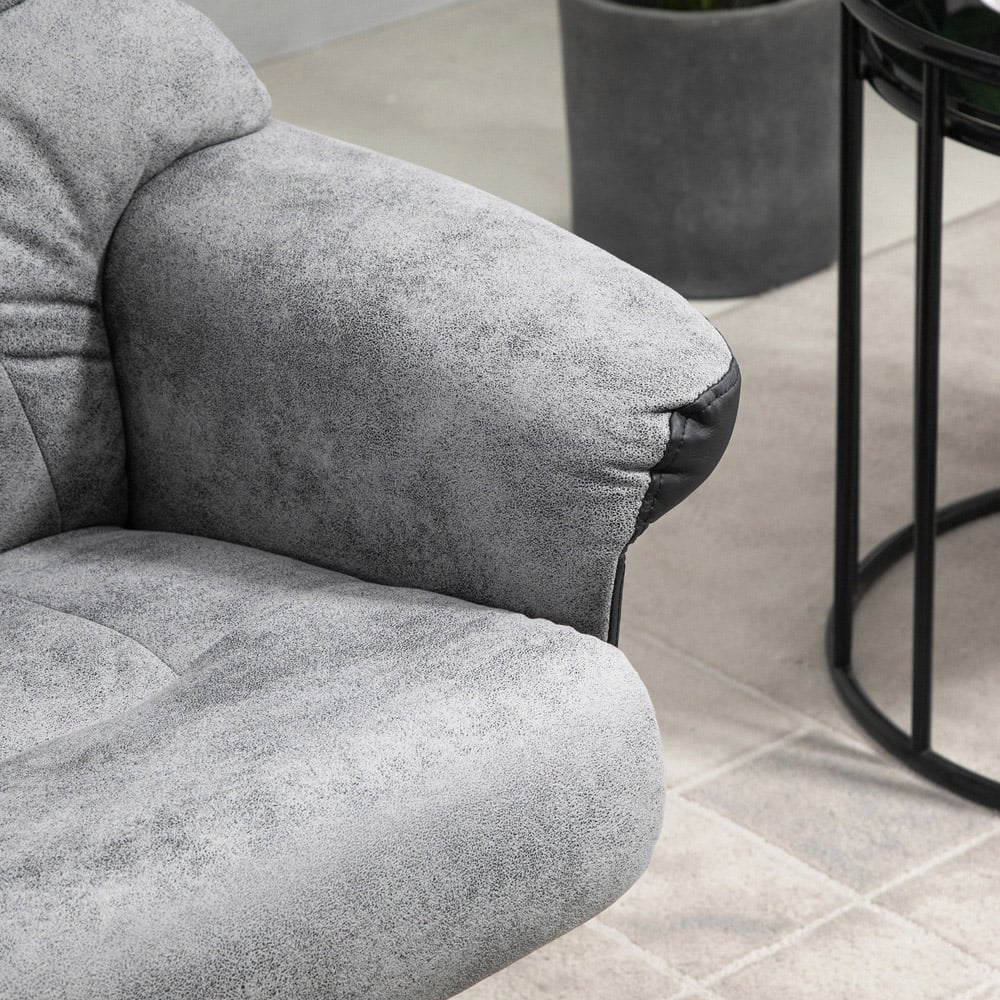 Portland Grey Swivel Armchair with Footstool Image 3