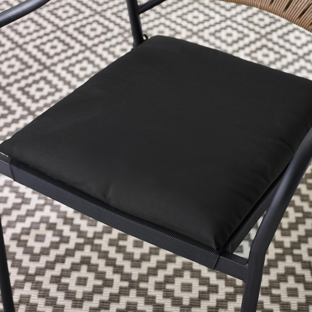 Furniturebox Sora Set of 2 Black Rattan Outdoor Dining Chair Set with Cushion Image 4