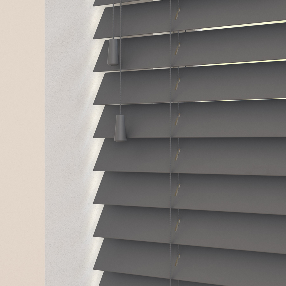 Caecus Real Wood String Venetian Blind Dark Grey 45 x 160cm Image 1
