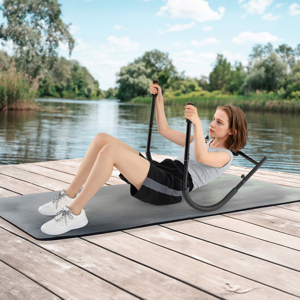 Costway Black Foldable Ab Trainer with Padded Headrest and Handles Image 2