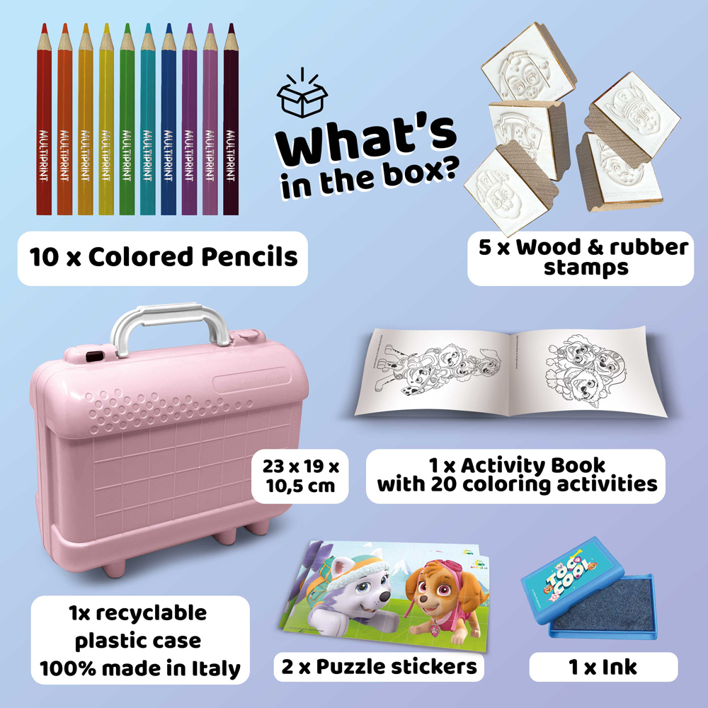Multiprint Nickelodeon Paw Patrol Girl Kids Travel Colouring and Stamp Set Image 2