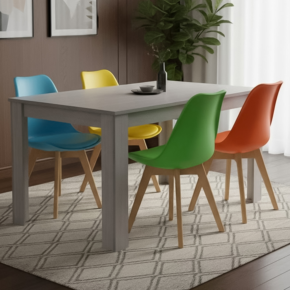 Portland Kosy Koala 4 Seater Modern Dining Set Grey and Multicolour Image 1