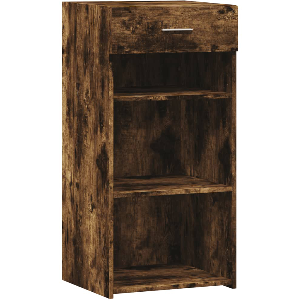 vidaXL Single Drawer 3 Shelf Smoked Oak Sideboard Image 2