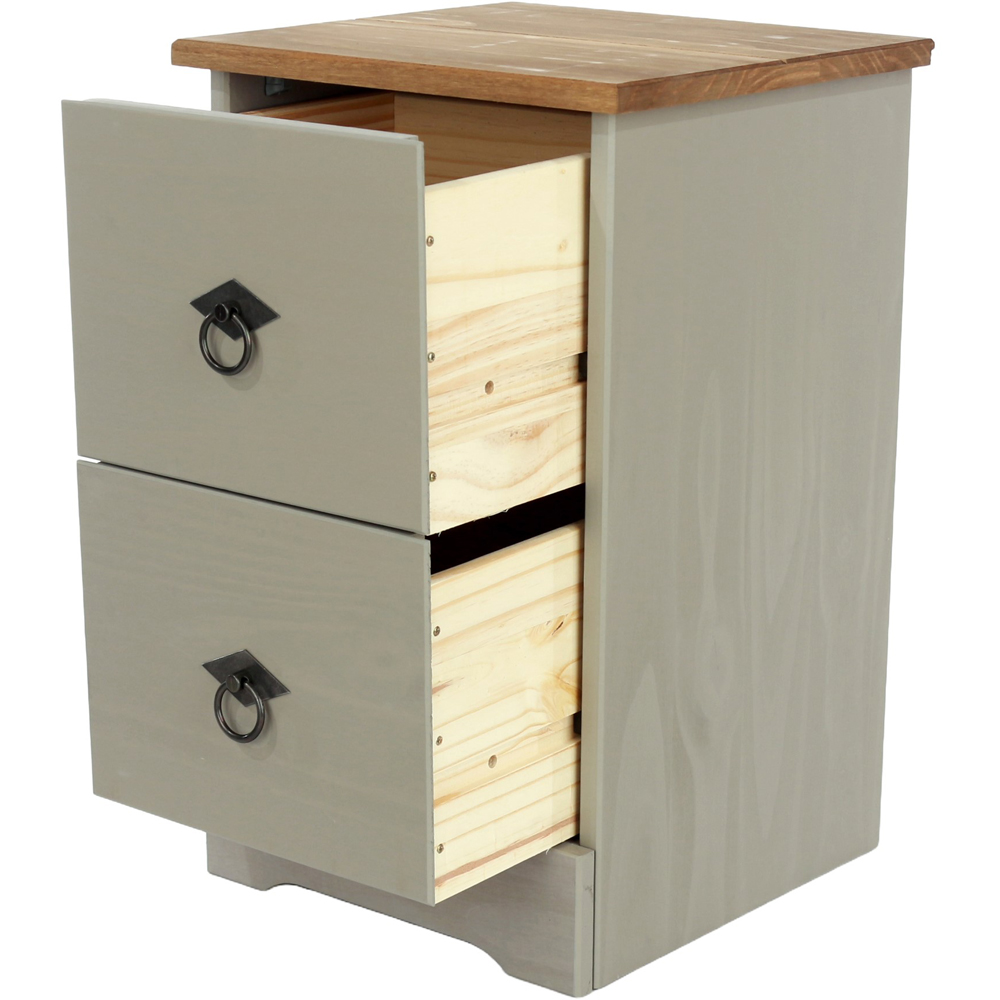Core Products Corona Classic 2 Drawer Grey Pine Wood Compact Bedside Cabinet Image 4