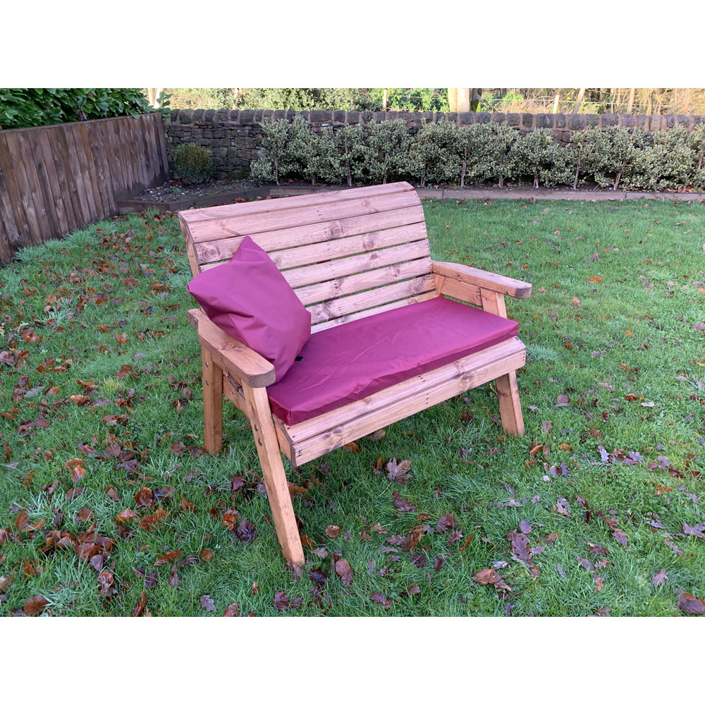 Charles Taylor 2 Seater Traditional Bench with Red Cushions Image 4