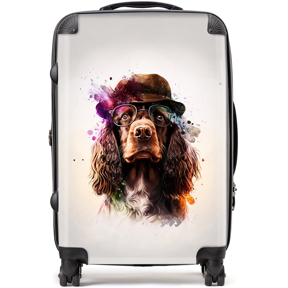Warren Reed Designer Medium Splashart English Cocker Spaniel with Glasses Suitcase Image 1