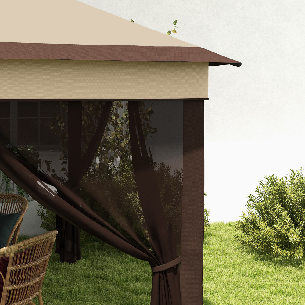 Outsunny 3 x 3m Beige Pop Up Gazebo with Net and Carry Bag Image 3