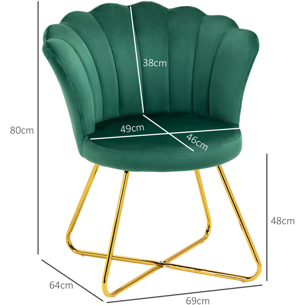 HOMCOM Green Velvet Tufted Accent Chair with Lotus Backrest Image 8