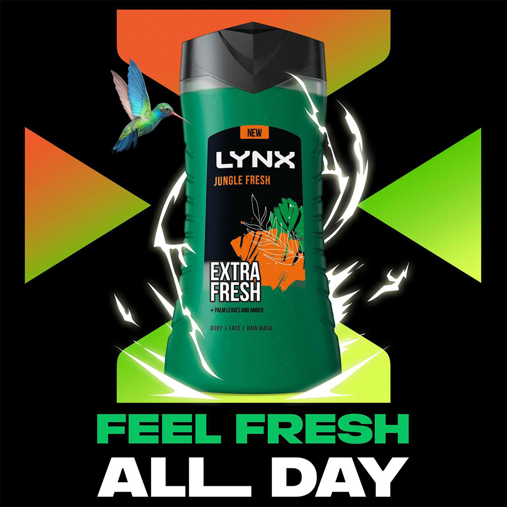 Lynx Jungle Fresh Extra Fresh 3-in-1 Body Face and Hair Shower Gel 225ml 6 Pack Image 4