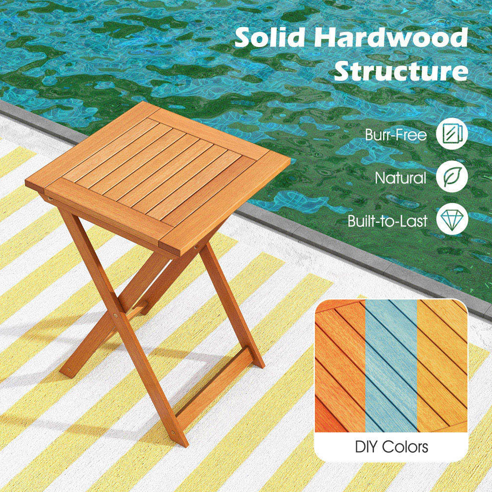 Costway Folding Outdoor Bistro Table with Slatted Tabletop Image 5