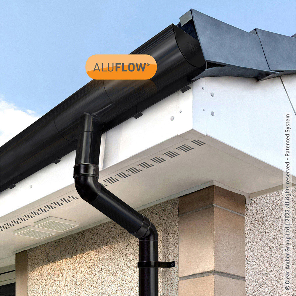 Clear Amber Aluflow Rock N Lock Black Gutter Bracket Image 2