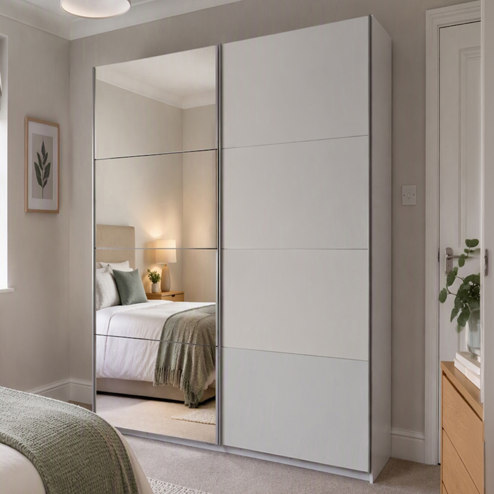TJ'S Dublin 2 Sliding Door White Wardrobe Image 1