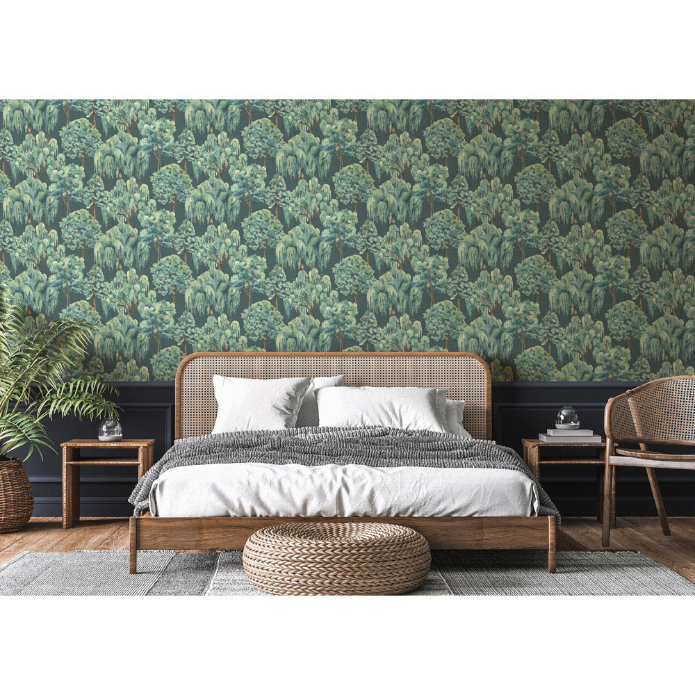 Esselle Home Whispering Willow Navy Wallpaper Image 6