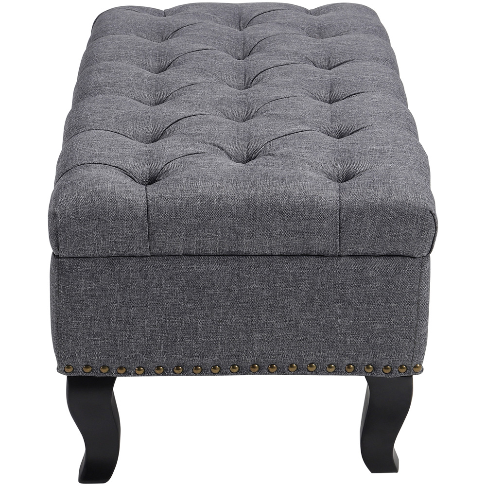 Living and Home Grey Nailhead Trim Ottoman Bench Image 3
