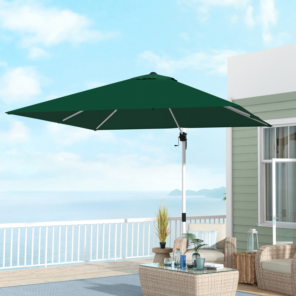 Outsunny Green Crank and Tilt Cantilever Parasol with Cross Base 3m Image 2