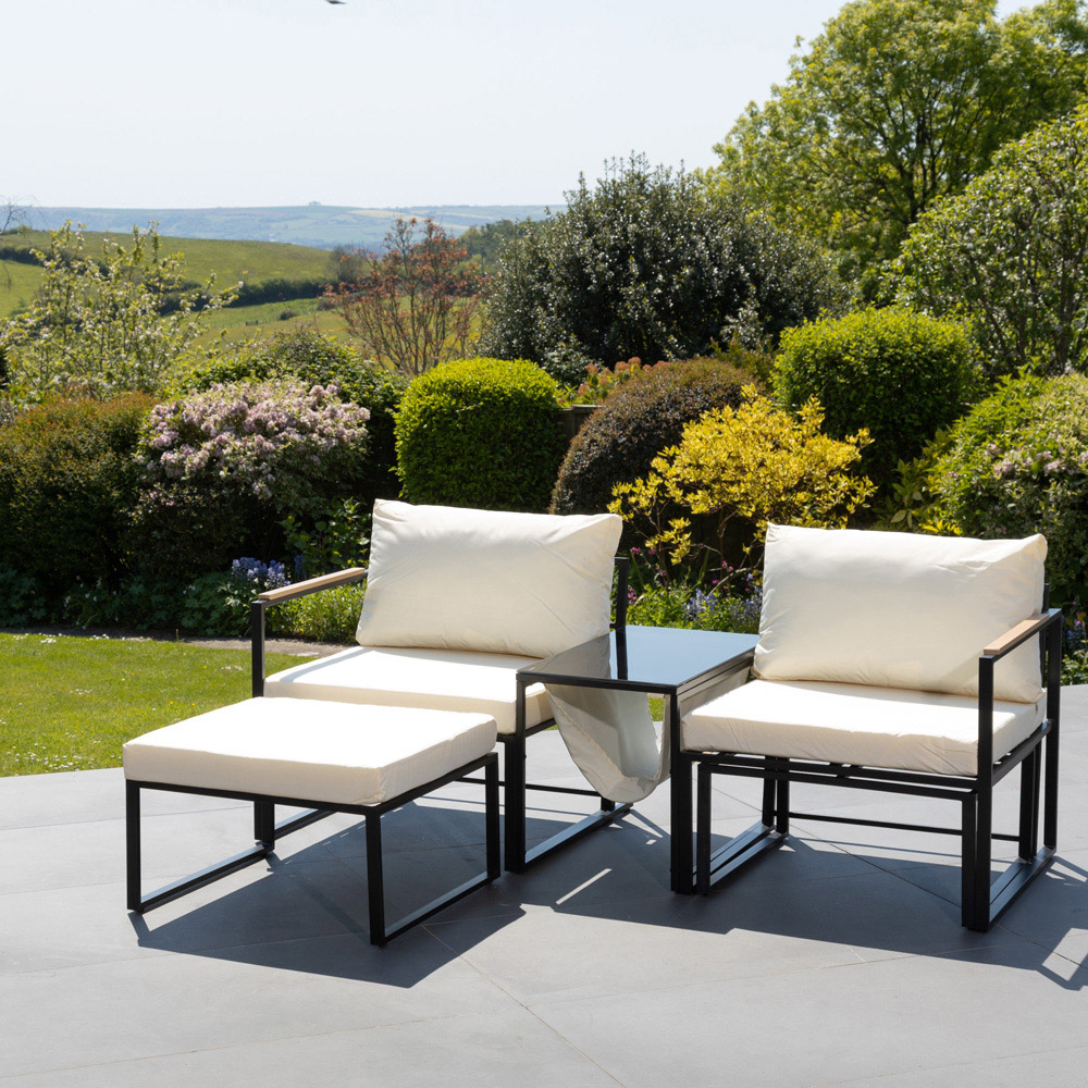 Artemis Home Serano 4 Seater Cream Garden Lounge Set with Cushion Image 3