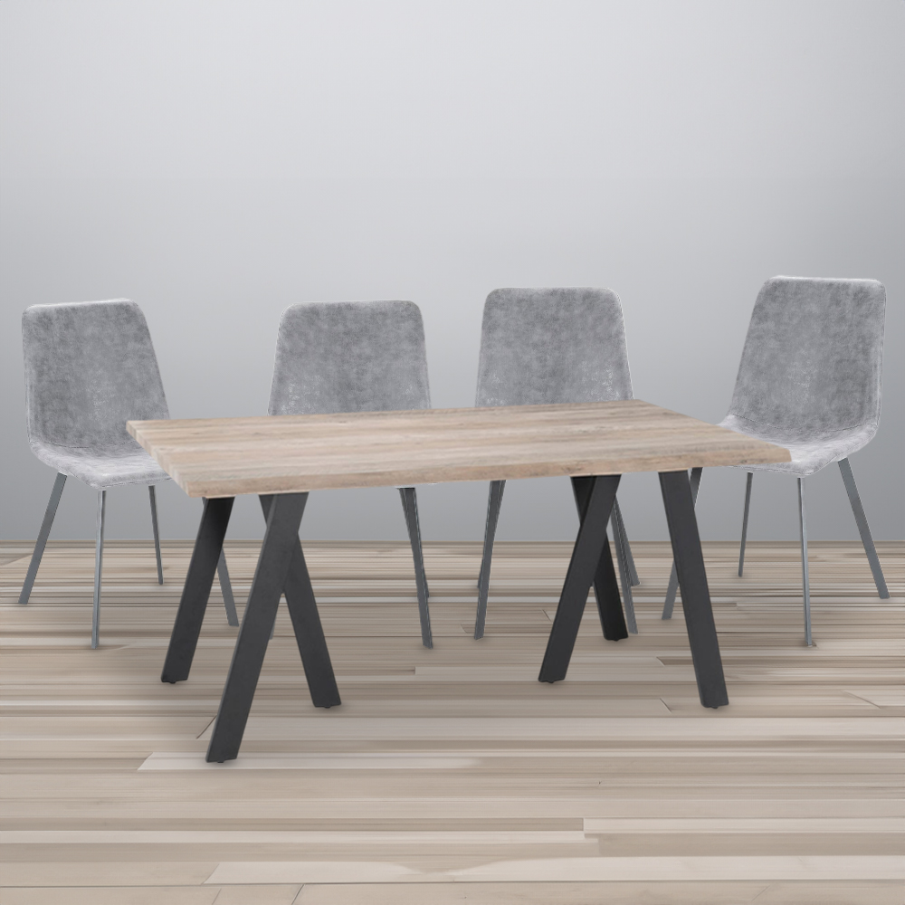 Ezra Dining Table & 4 Grey Chairs Set Image 2