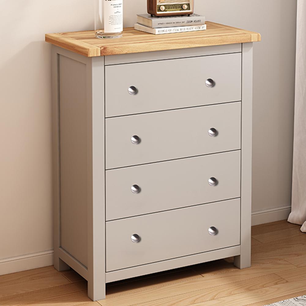 Cabinet Bits Argenta 4 Drawer Light Grey Chrome Knob Chest of Drawers Image 1
