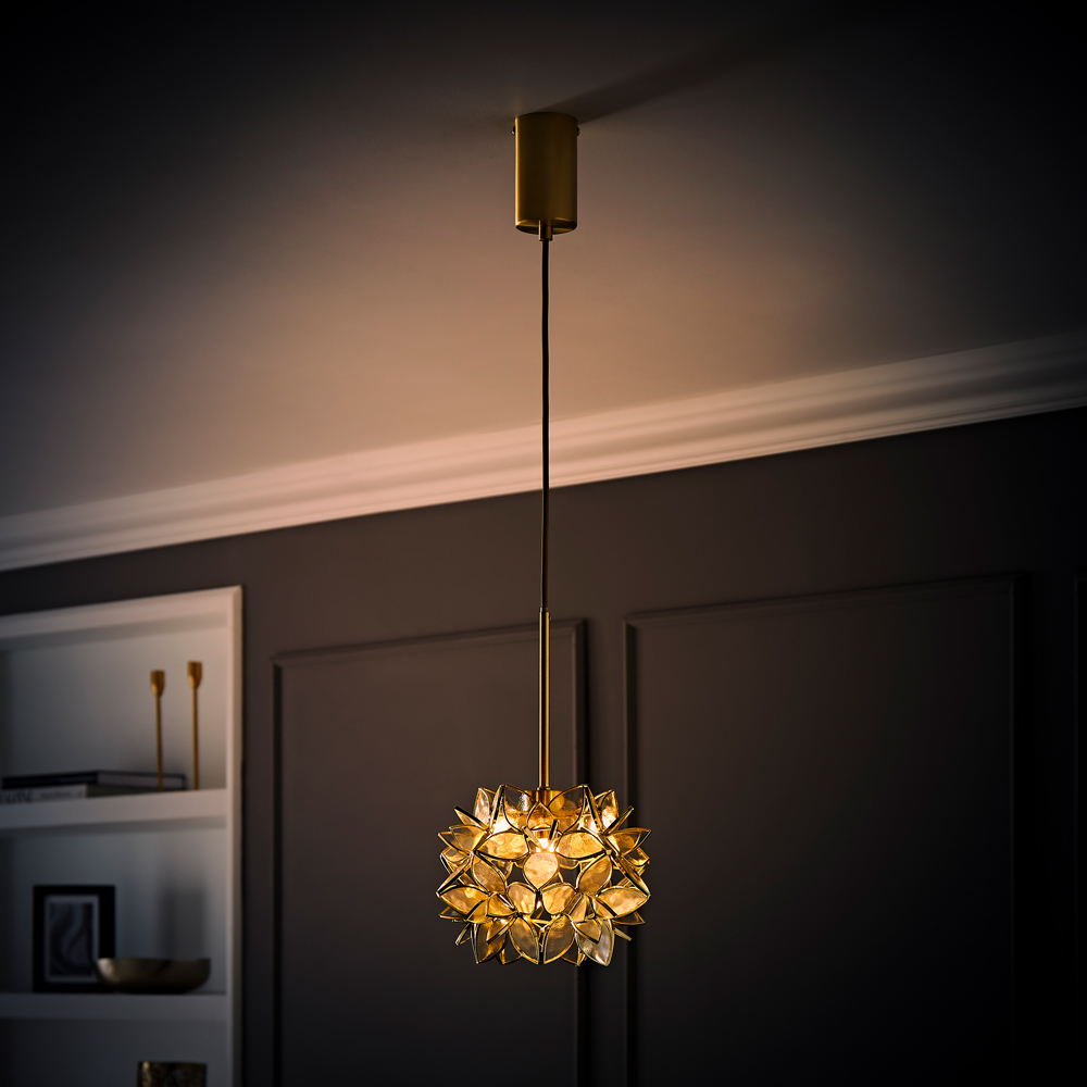 ValueLights Reine Clear Glass Shade Brushed Gold LED Ceiling Pendant Light Image 5