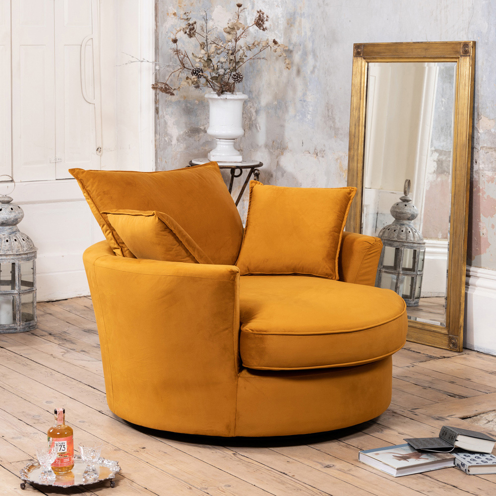 Artemis Home Havana Orange Velvet Swivel Chair Image 2