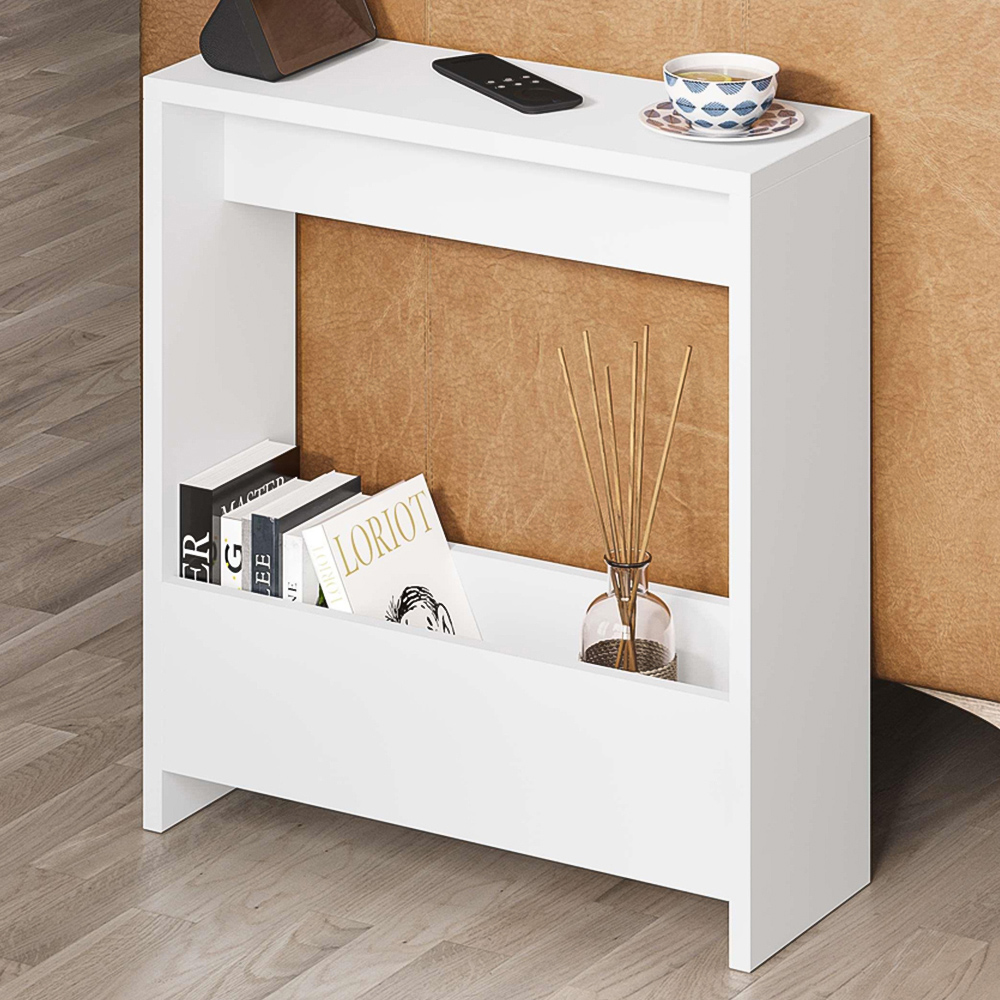 Decortie Simpi Single Shelf White Side Table Image 1