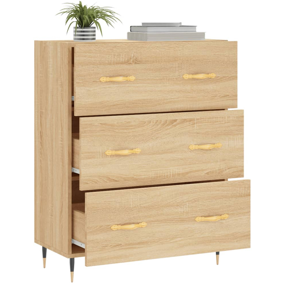 vidaXL 3 Drawer Sonoma Oak Large Sideboard Image 4
