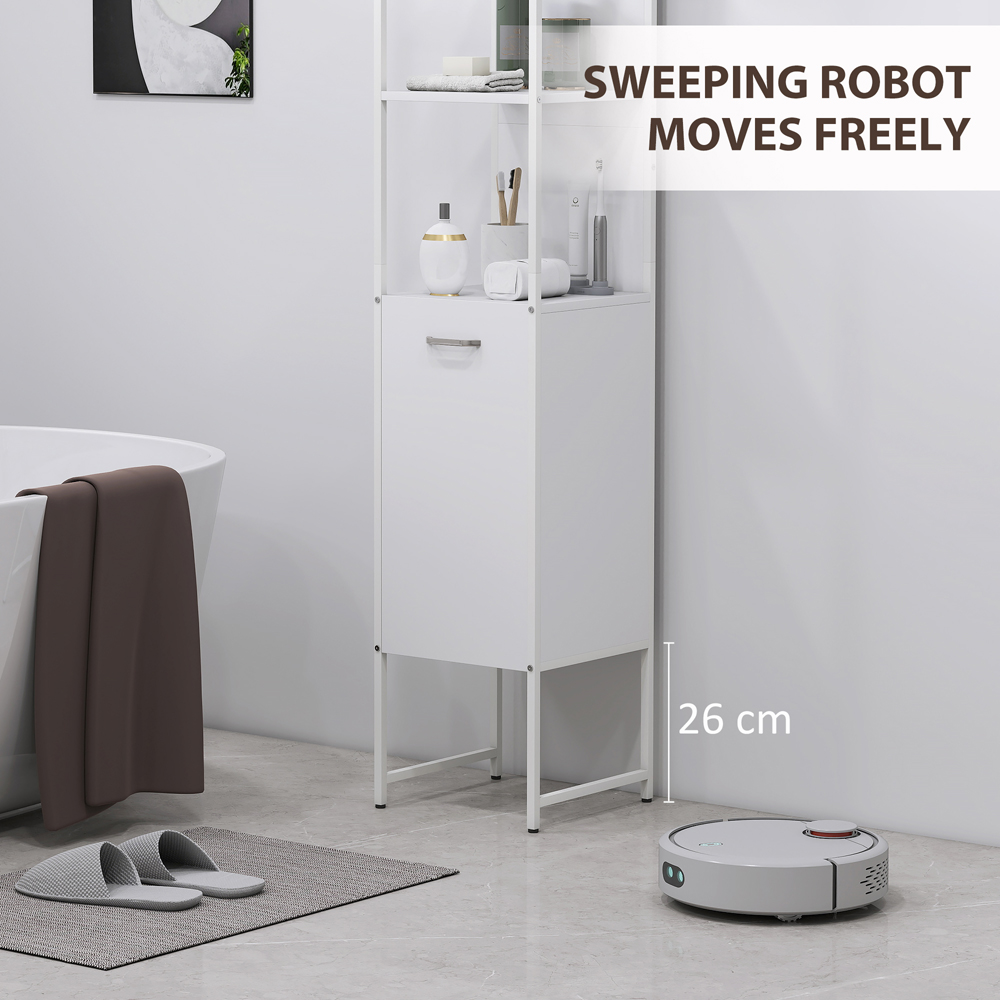 HOMCOM Single Door 3 Shelf White Adjustable Tall Bathroom Cabinet Image 7
