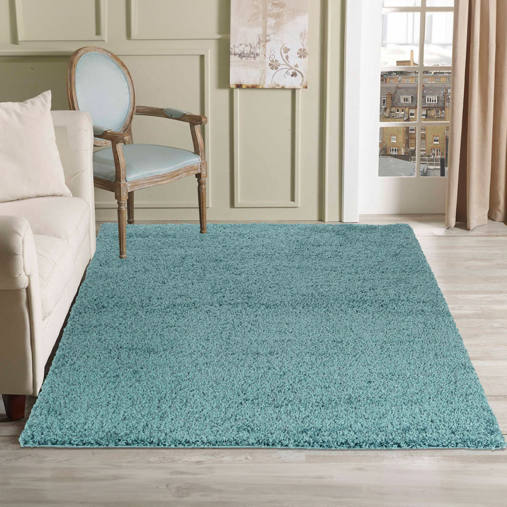 Desire Rugs Oxford Duck Egg Plain Shaggy Runner Rug 60 x 220cm Image 2