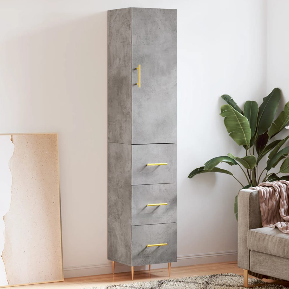 vidaXL Single Door Concrete Grey Tall Highboard Image 1
