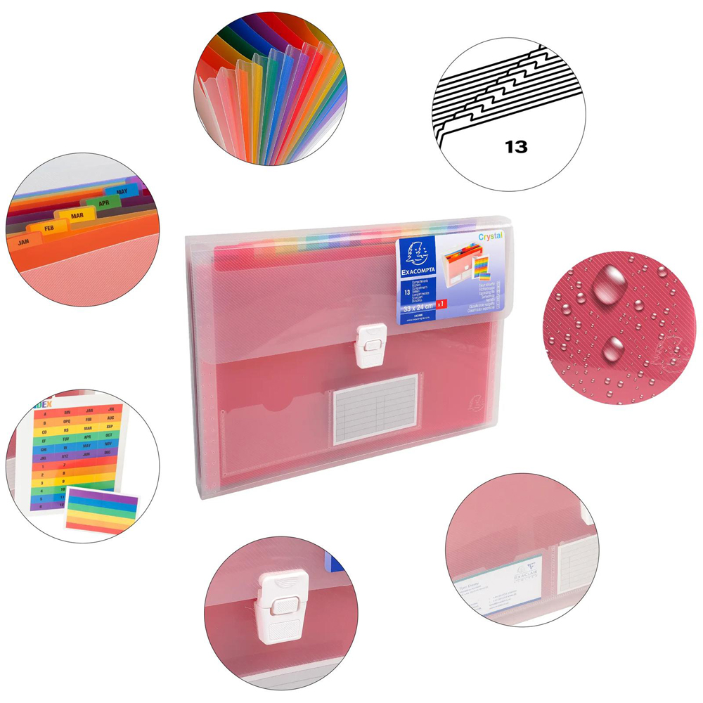 Exacompta Crystal 13 Pocket Expanding File 5 Pack Image 8