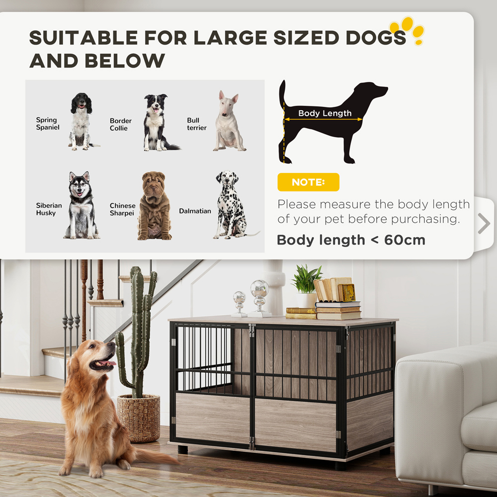 PawHut Dog Crate Furniture End Table with Cushion Image 4