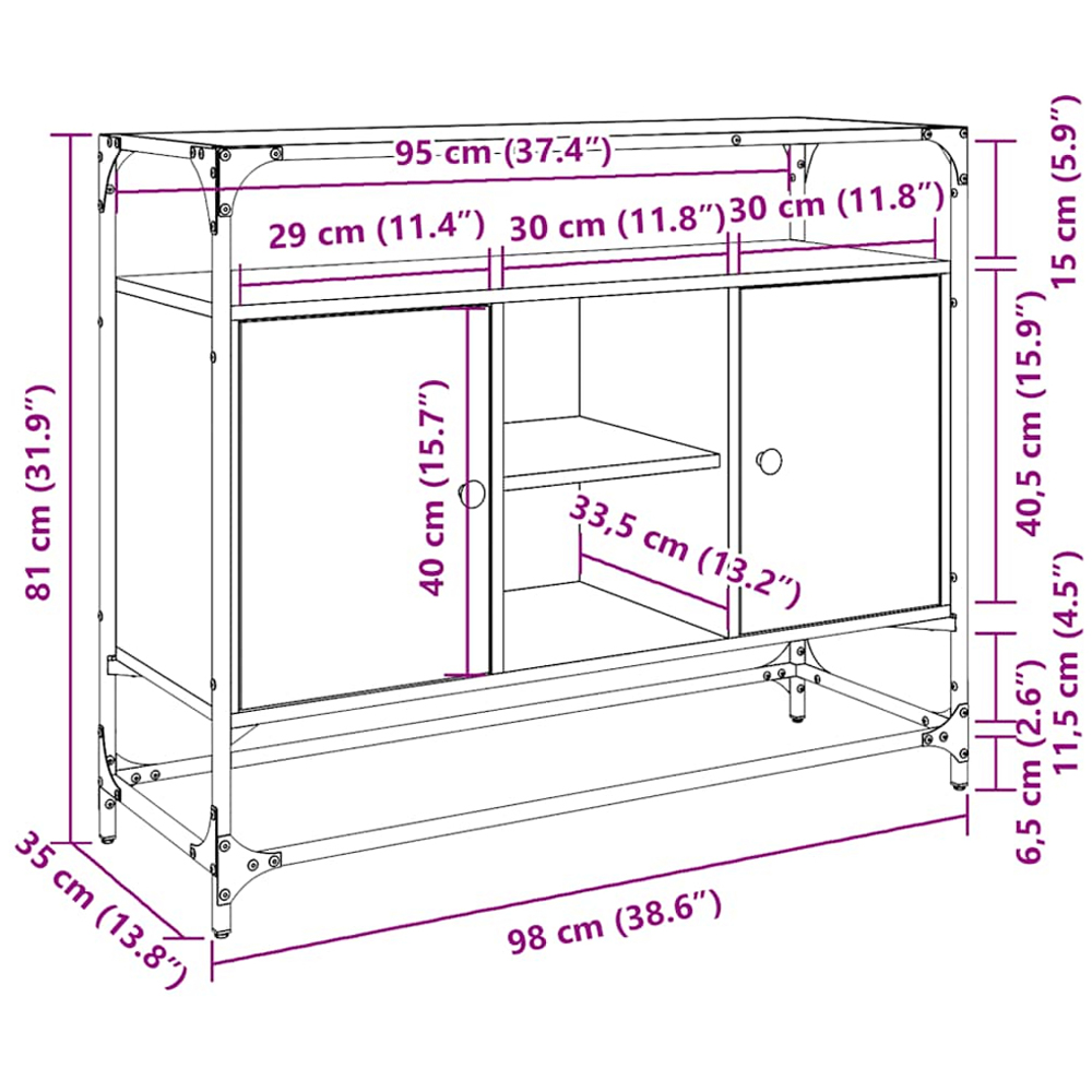 vidaXL 2 Door 4 Shelf Grey Sonoma Sideboard Image 9
