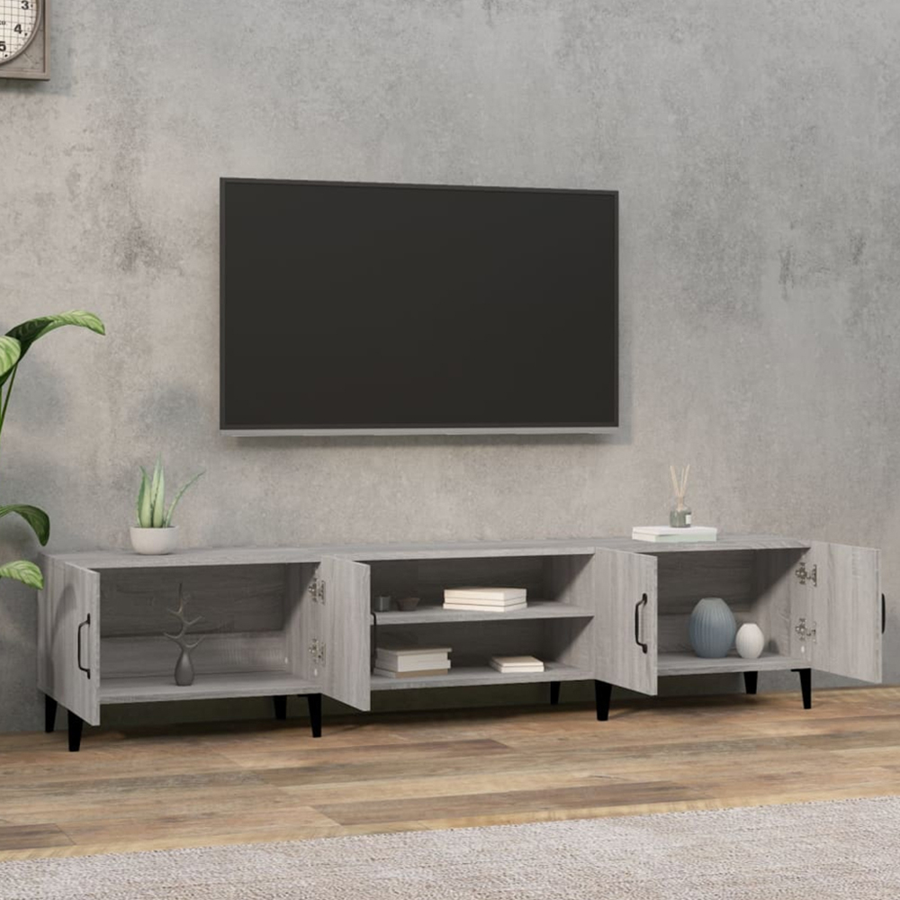 vidaXL 4 Door 2 Shelf Grey Sonoma TV Cabinet Image 1