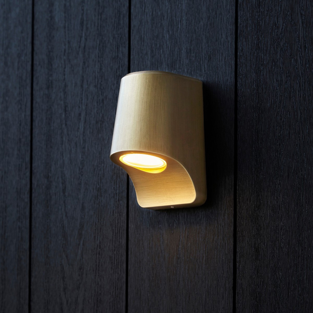 Merano Verona Brushed Gold Frosted Glass Outdoor Wall Lamp Image 2