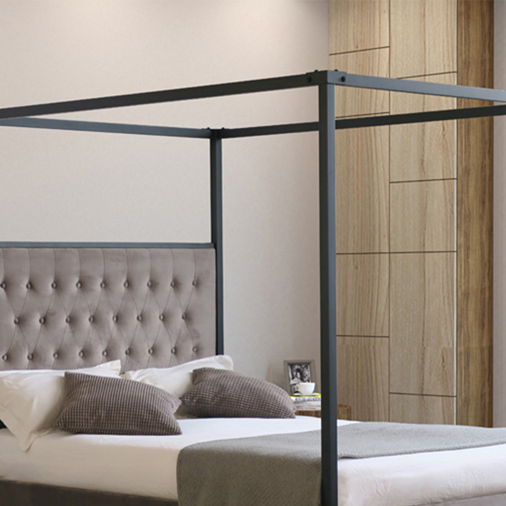 Brooklyn King Size Grey Plush Velvet Metal Bed Frame Image 2