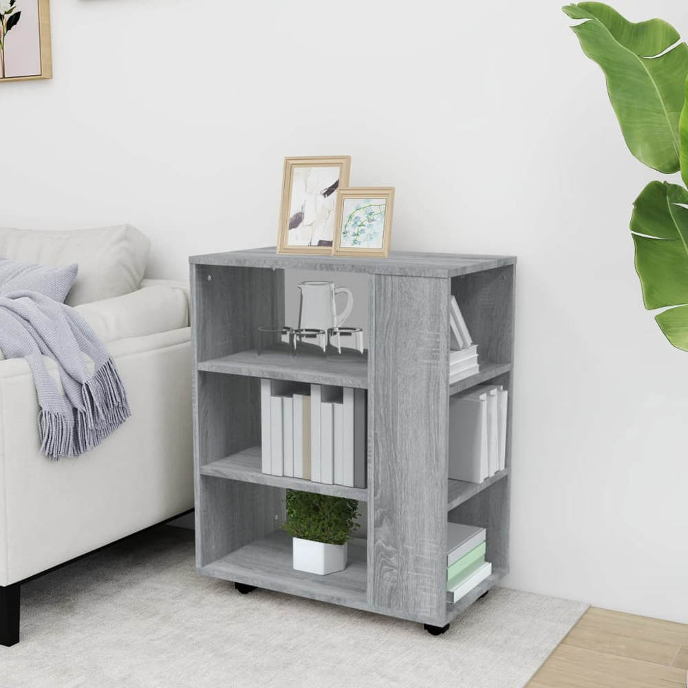vidaXL 6 Shelf Sonoma Oak Rolling Cabinet Image 3