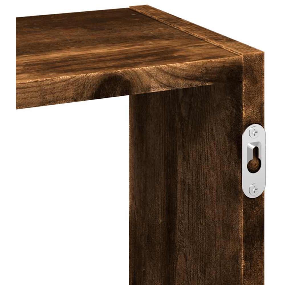 vidaXL 8 Shelf Smoked Oak Floating Wall Shelf Image 7