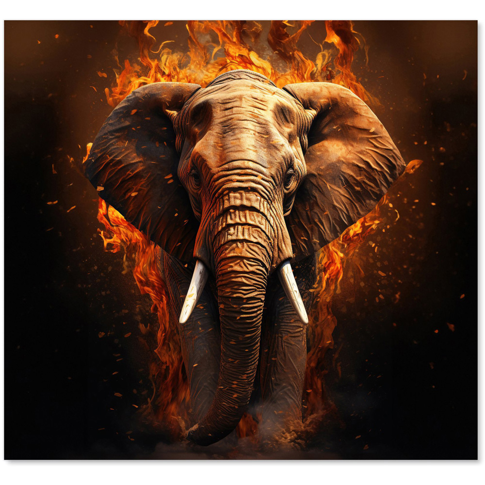 Warren Reed Designer Splashart Elephant and Fire Glass Kitchen Splashback 65 x 70cm Image 2